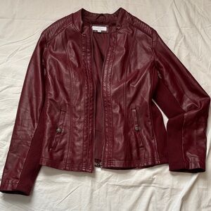 New Directions Deep Red Leather Jacket